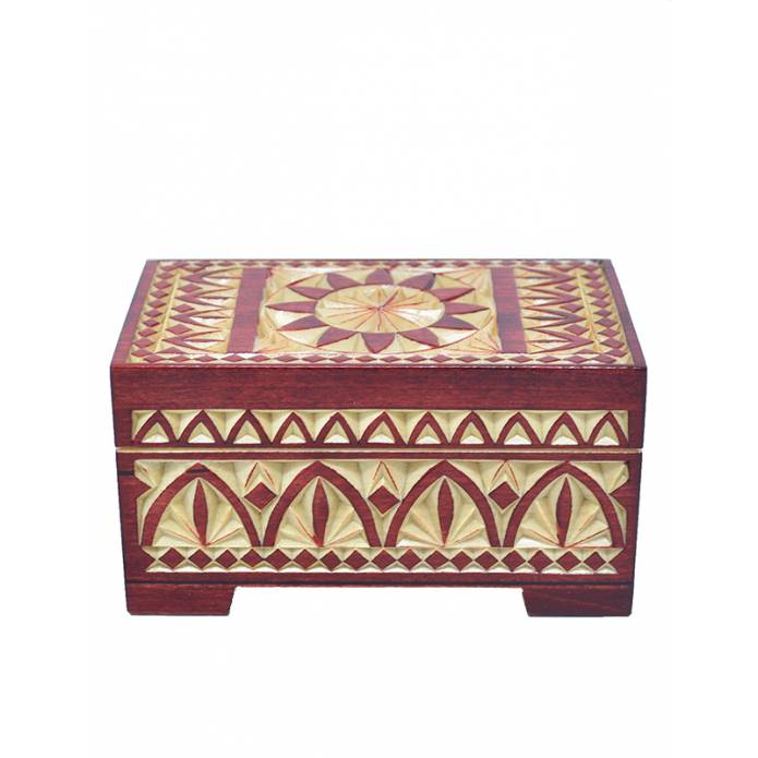 Decorated wooden box 120x70x55 mm, Bordeaux