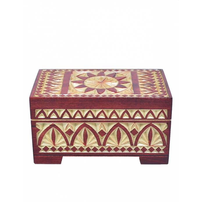 Boîte en bois décorée - 120x70x55 mm - Rouge Bordeaux Boîte en bois décorée - 120x70x55 mm - Rouge Bordeaux