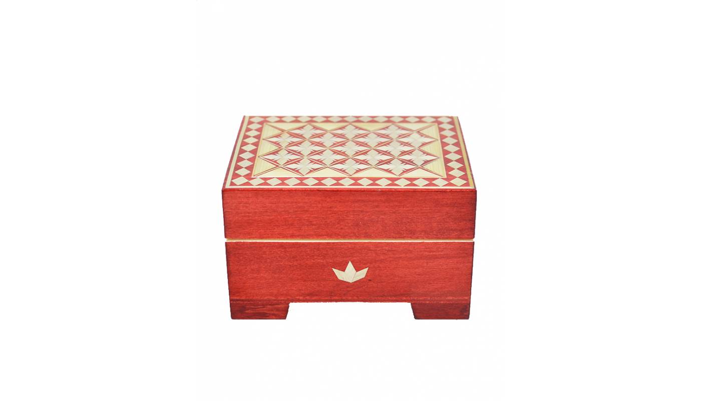 Boîte en bois décorée - Rouge