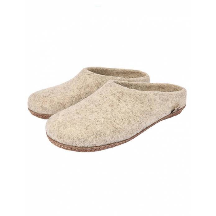 Felt slippers - Beige - Leather soles - 43EU