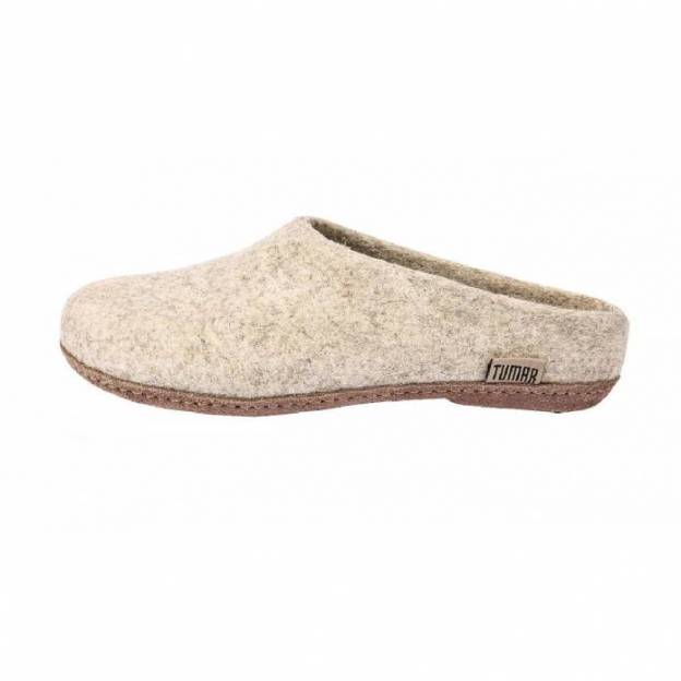 Felt slippers - Beige - Leather soles - 43EU