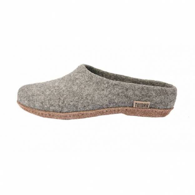 Felt slippers - Grey - Leather soles - 36EU