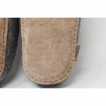 Felt slippers - Grey - Leather soles - 36EU