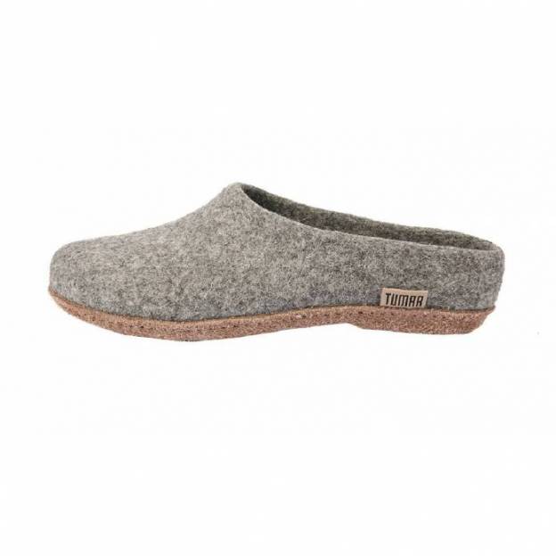 Felt slippers - Grey - Leather soles - 41EU