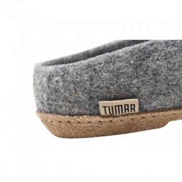 Felt slippers - Grey - Leather soles - 46EU