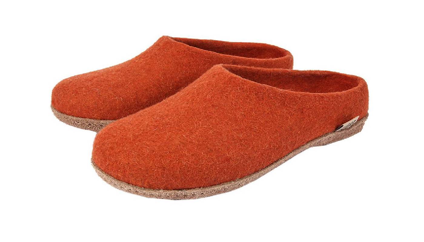 Felt slippers - Orange - Leather soles - 36EU