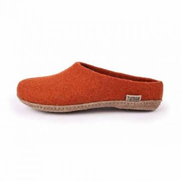 Felt slippers - Orange - Leather soles - 40EU