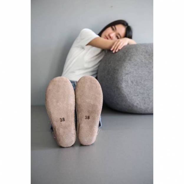 Chaussons en Feutre - Avec Semelle en cuir - T.43 - Orange