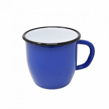 Set of 2 conical enamelled metal mug - Blue - 250 ml