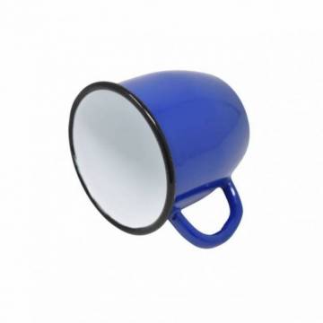 Set of 2 conical enamelled metal mug - Blue - 250 ml