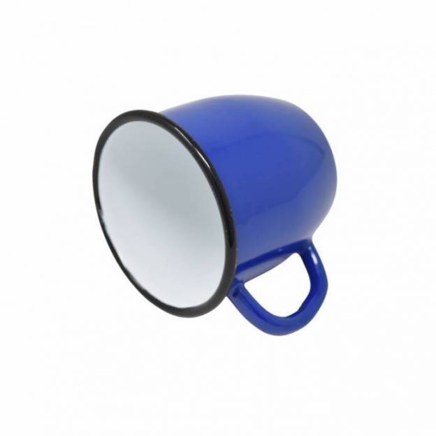 Set of 2 conical enamelled metal mug - Blue - 250 ml