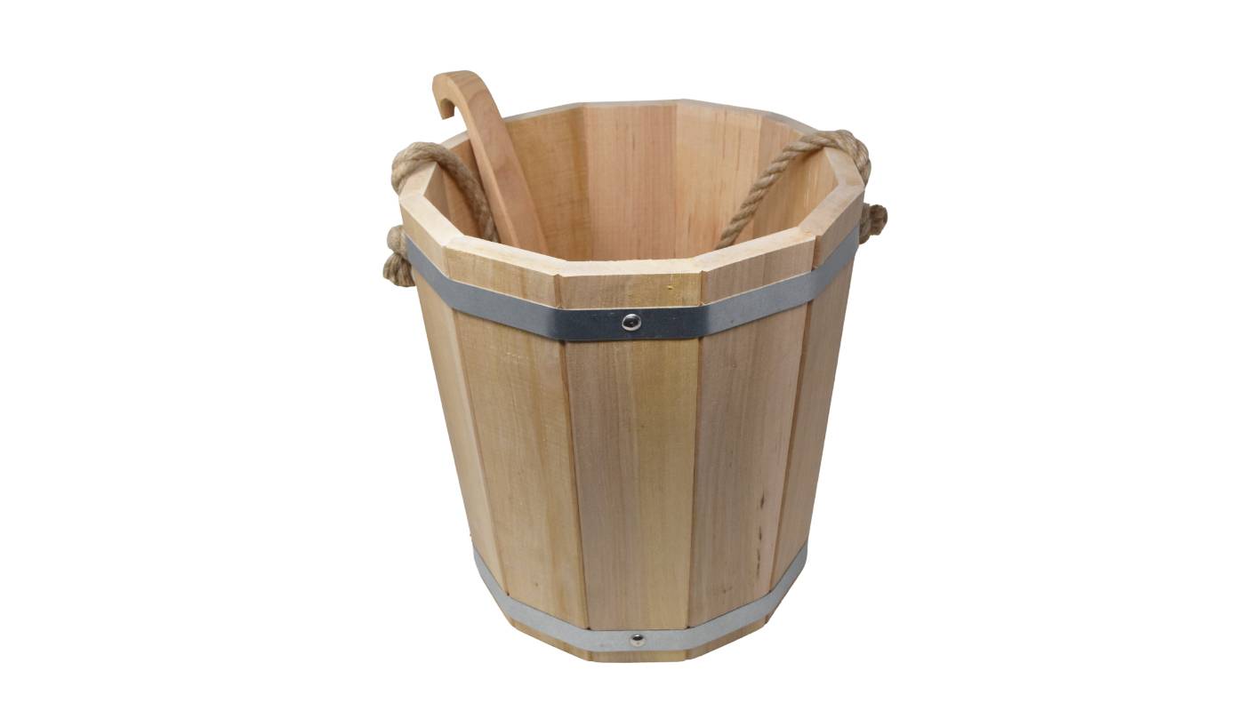Grand seau en bois pour sauna - Aulne - 15 litres