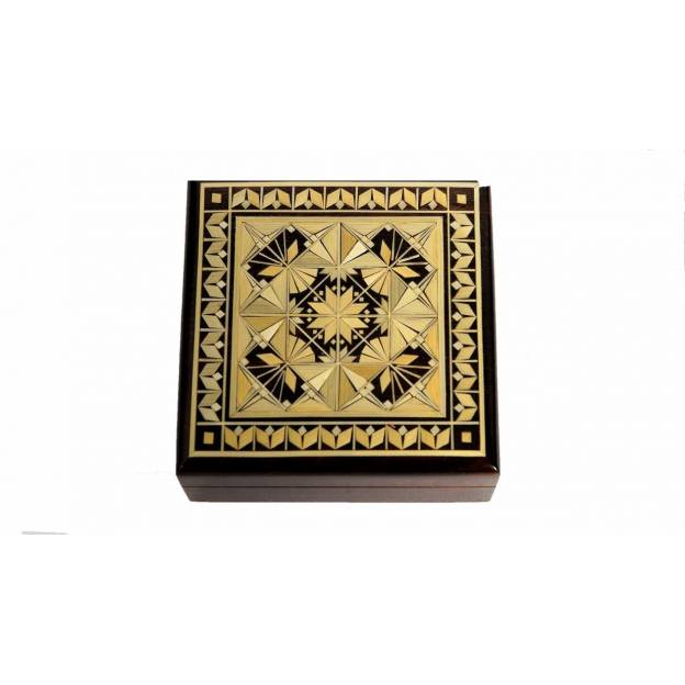 Decorated wooden box 98x98x40 mm - Brown