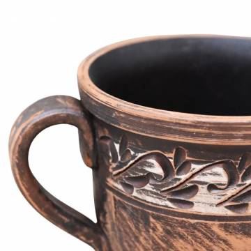 Set of 2 terracotta mugs - Engobe decor - 400 ml