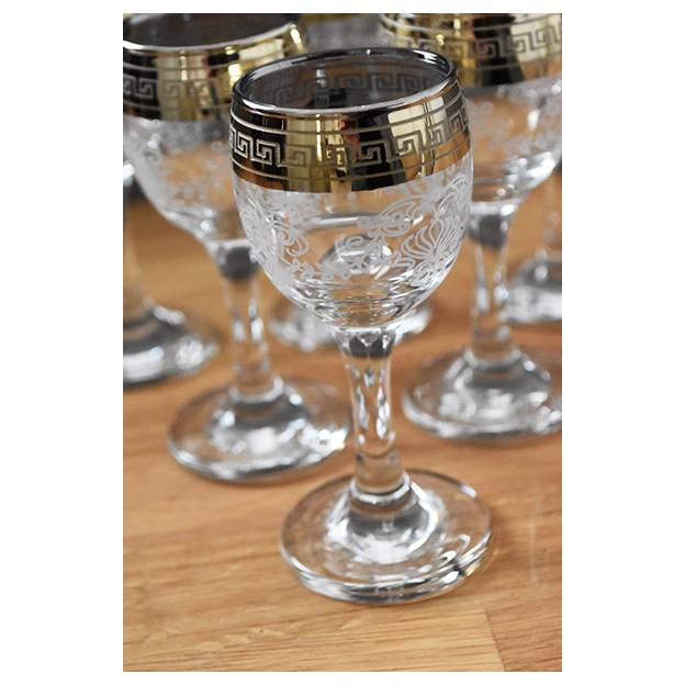 Set of 6 cordial glasses - "Baroque" decor