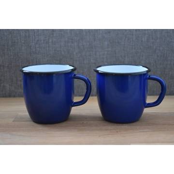 Mug Bleu - Métal émaillé - 250 ml - Lot de 2