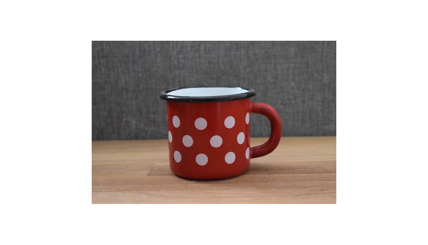 Mug Rouge à Pois Blancs - Métal émaillé - 250 ml