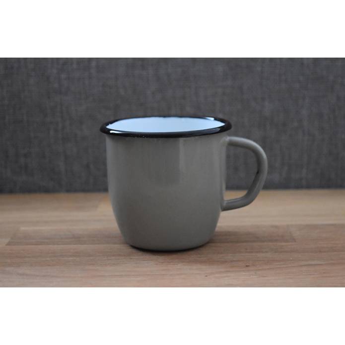 Conical enamelled metal mug - Grey - 250 ml