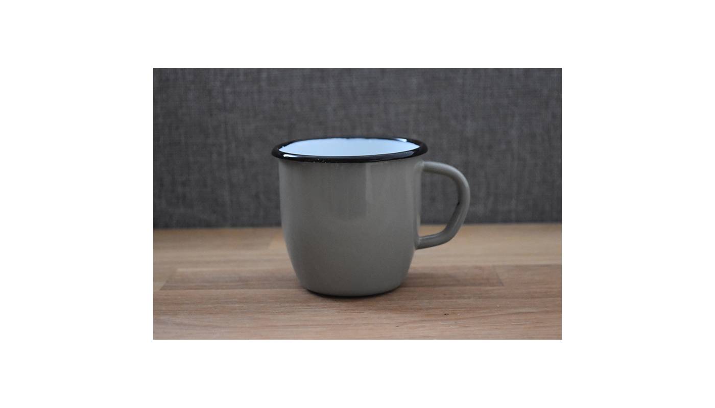 Conical enamelled metal mug - Grey - 250 ml