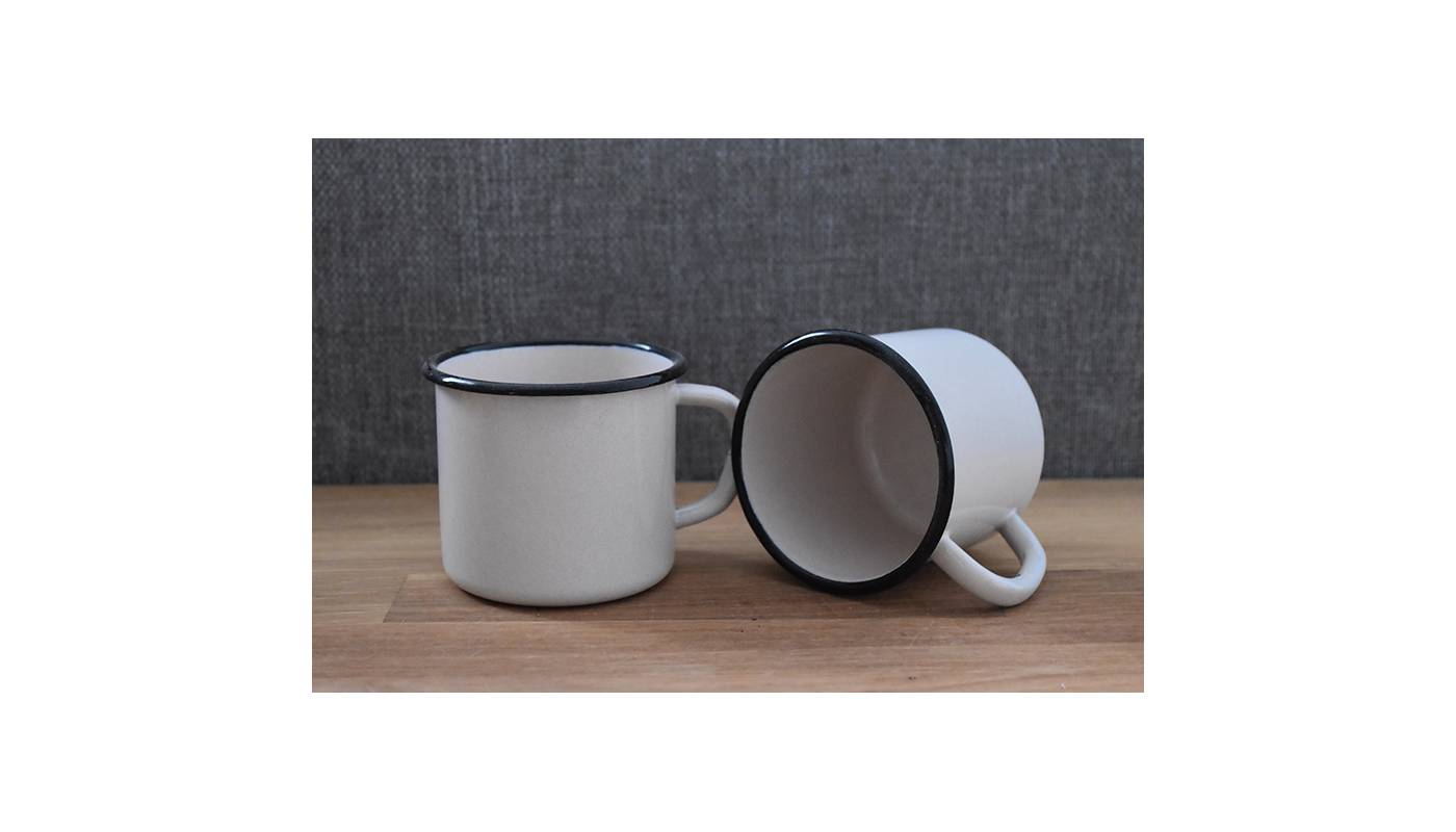 Enamelled metal mug - Set of 2 - Light Pink - 250 ml