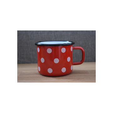 Enamelled-metal mug - Red with dots - 500 ml