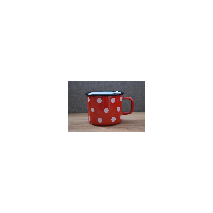 Enamelled-metal mug - Red with dots - 500 ml