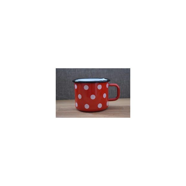 Enamelled-metal mug - Red with dots - 500 ml