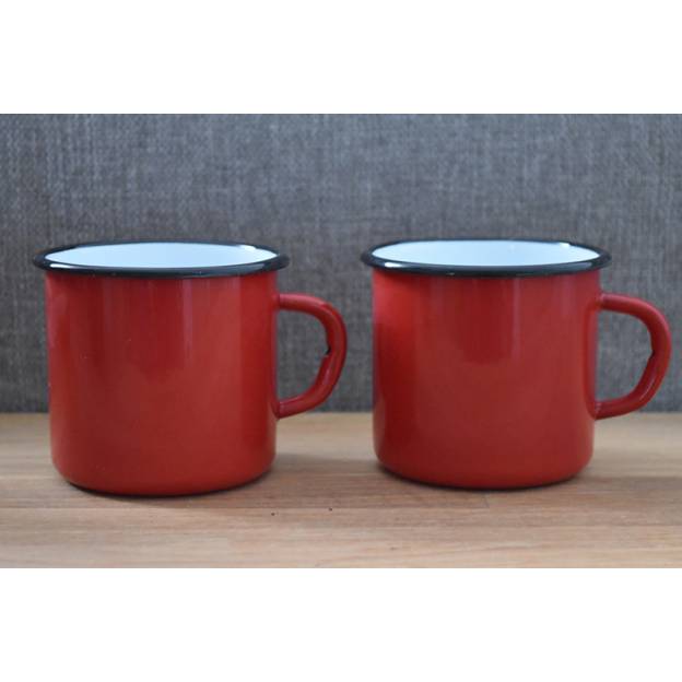 Setof 2 Metallic mugs - Ceramic-like - Red - 400 ml