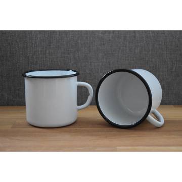 Mug Blanc - Métal émaillé - 400 ml - Lot de 2