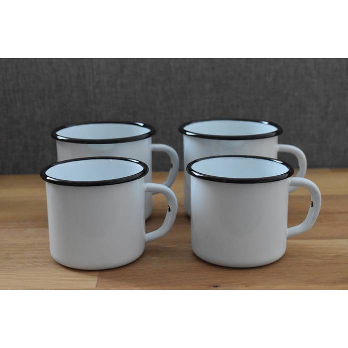 Mug blanc - Métal émaillé - 2x250 ml et 2x400 ml