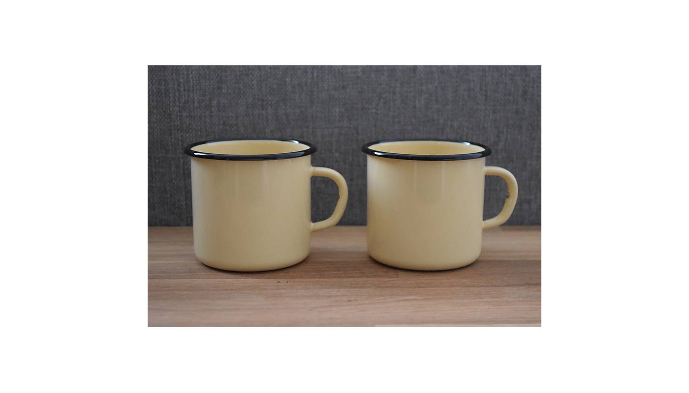 Mug Jaune - Métal émaillé - 400 ml - Lot de 2