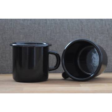 2 metal enamelled mugs - Black - 380 ml
