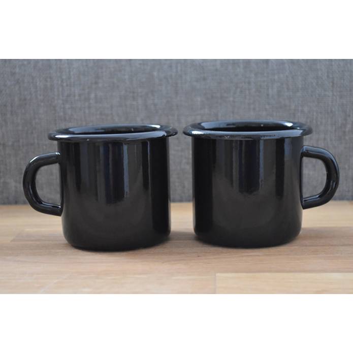 Mug Noir - Métal émaillé - 400 ml - Lot de 2