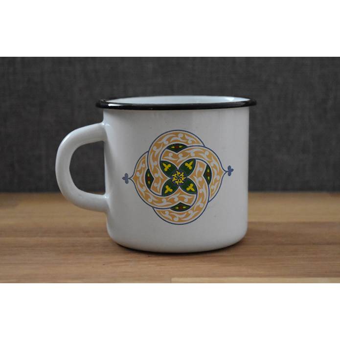 Mug Blanc Décoré - Métal émaillé - 400 ml