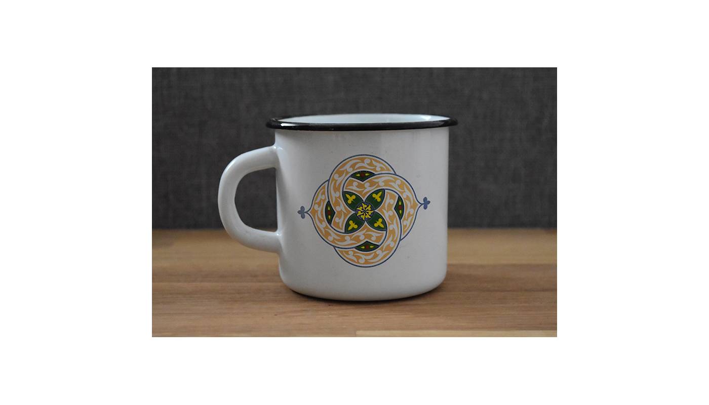 Mug Blanc Décoré - Métal émaillé - 400 ml