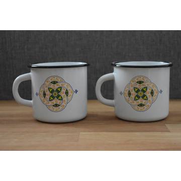 Mug Blanc Décoré - Métal émaillé - 400 ml