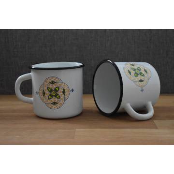 Mug Blanc Décoré - Métal émaillé - 400 ml