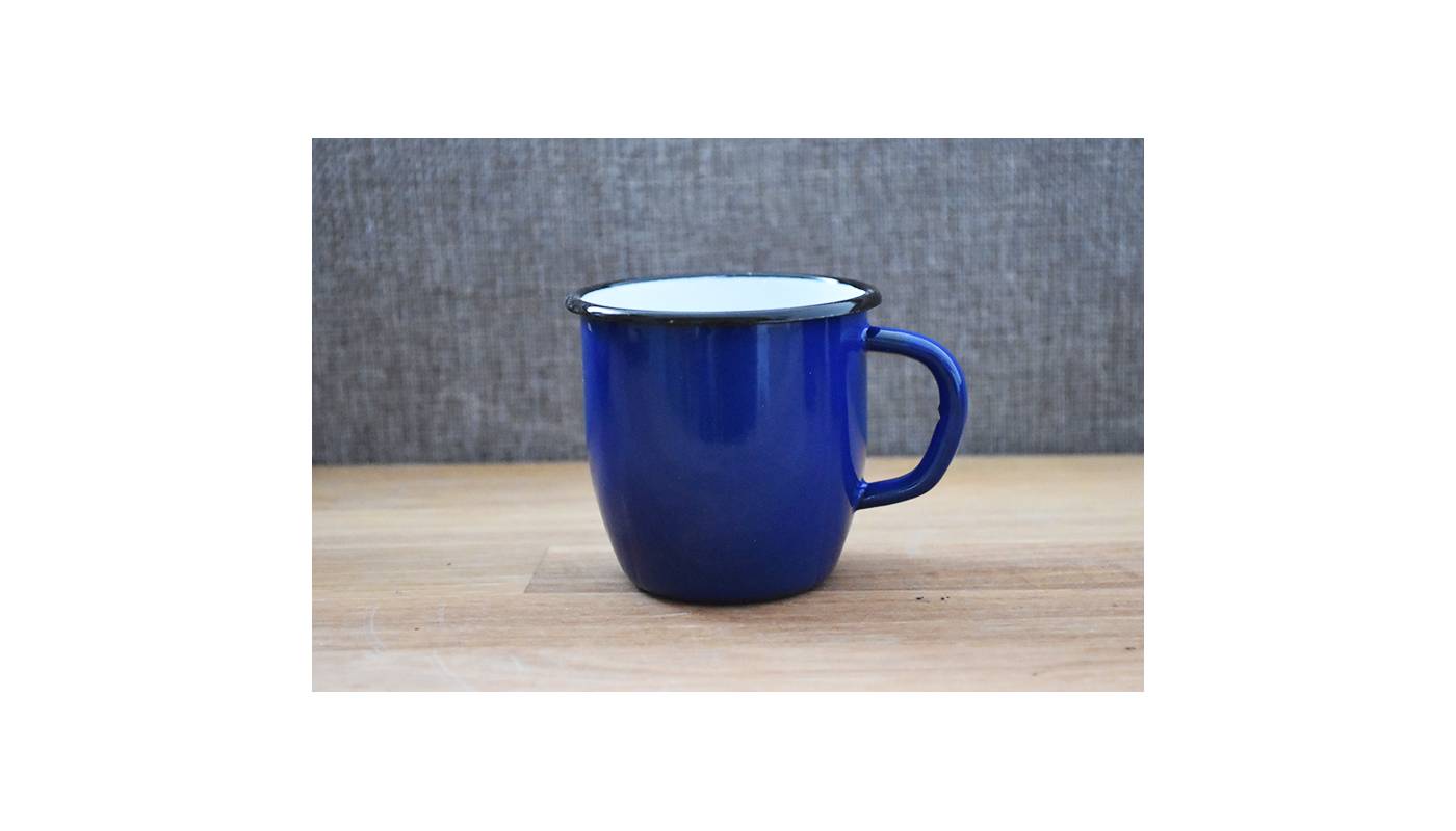 Mug en métal émaillé - Conique - Bleu - 250 ml