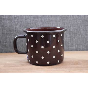 Enamelled metal mug - 500 ml - Chocolat with dots