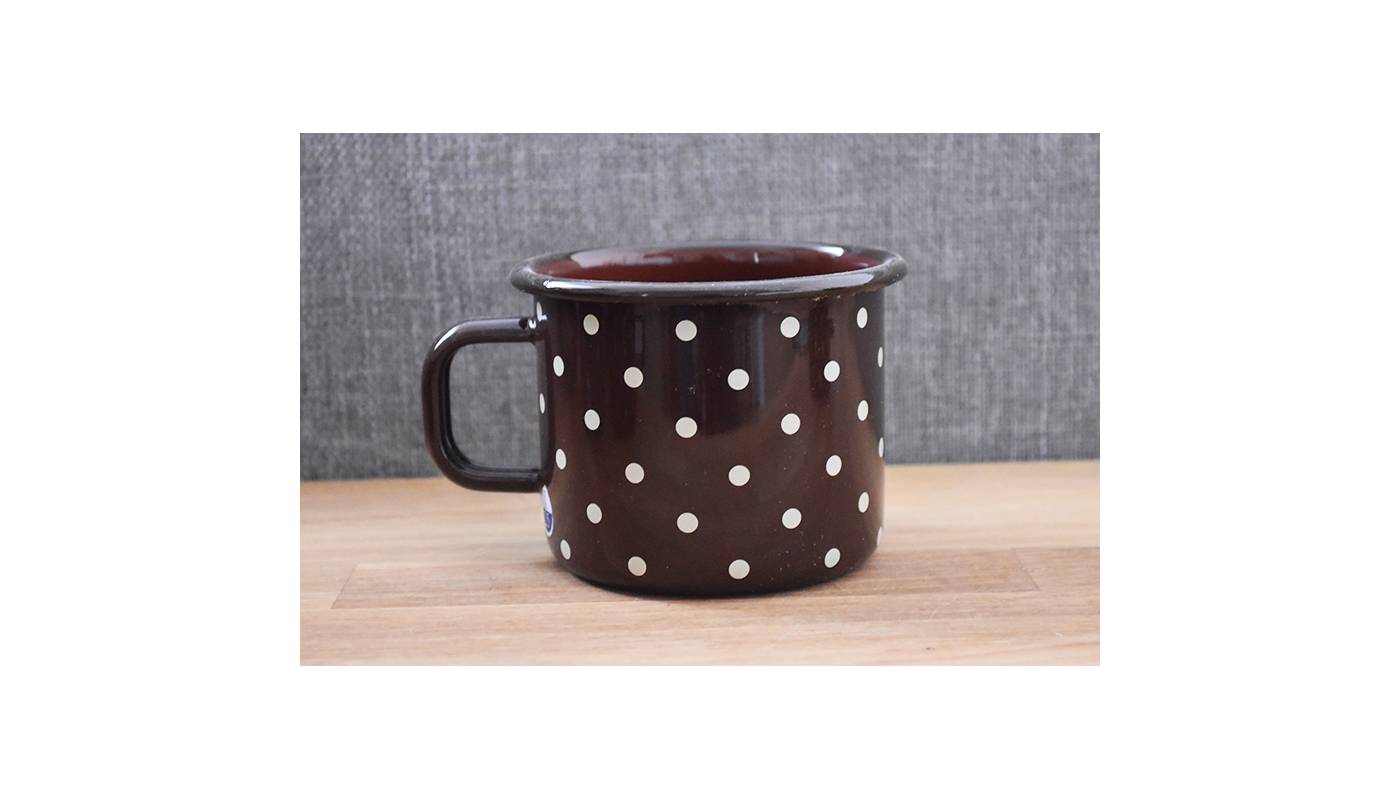 Enamelled metal mug - 500 ml - Chocolat with dots