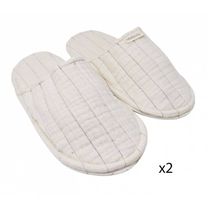 Lot de 2 paires - Chaussons en toile de coton