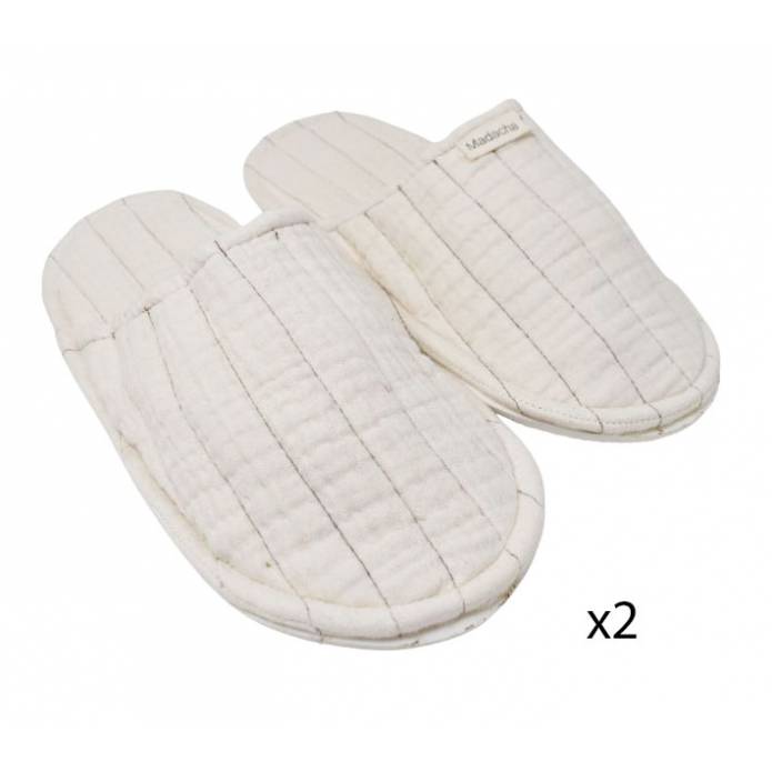 Lot de 2 paires - Chaussons en toile de coton