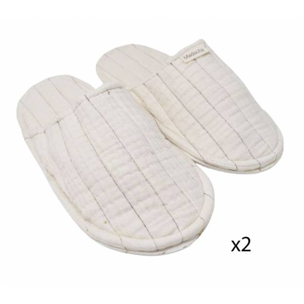 Lot de 2 paires - Chaussons en toile de coton