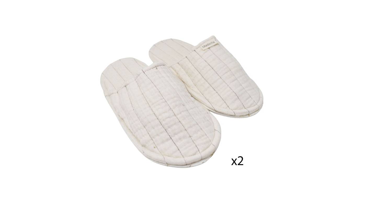 Lot de 2 paires - Chaussons en toile de coton