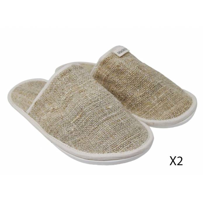 Lot de 2 paires - Chaussons en toile de chanvre