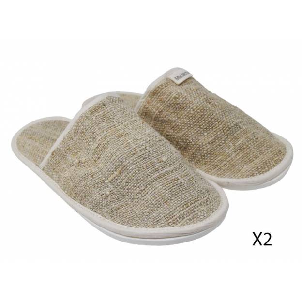 Lot de 2 paires - Chaussons en toile de chanvre