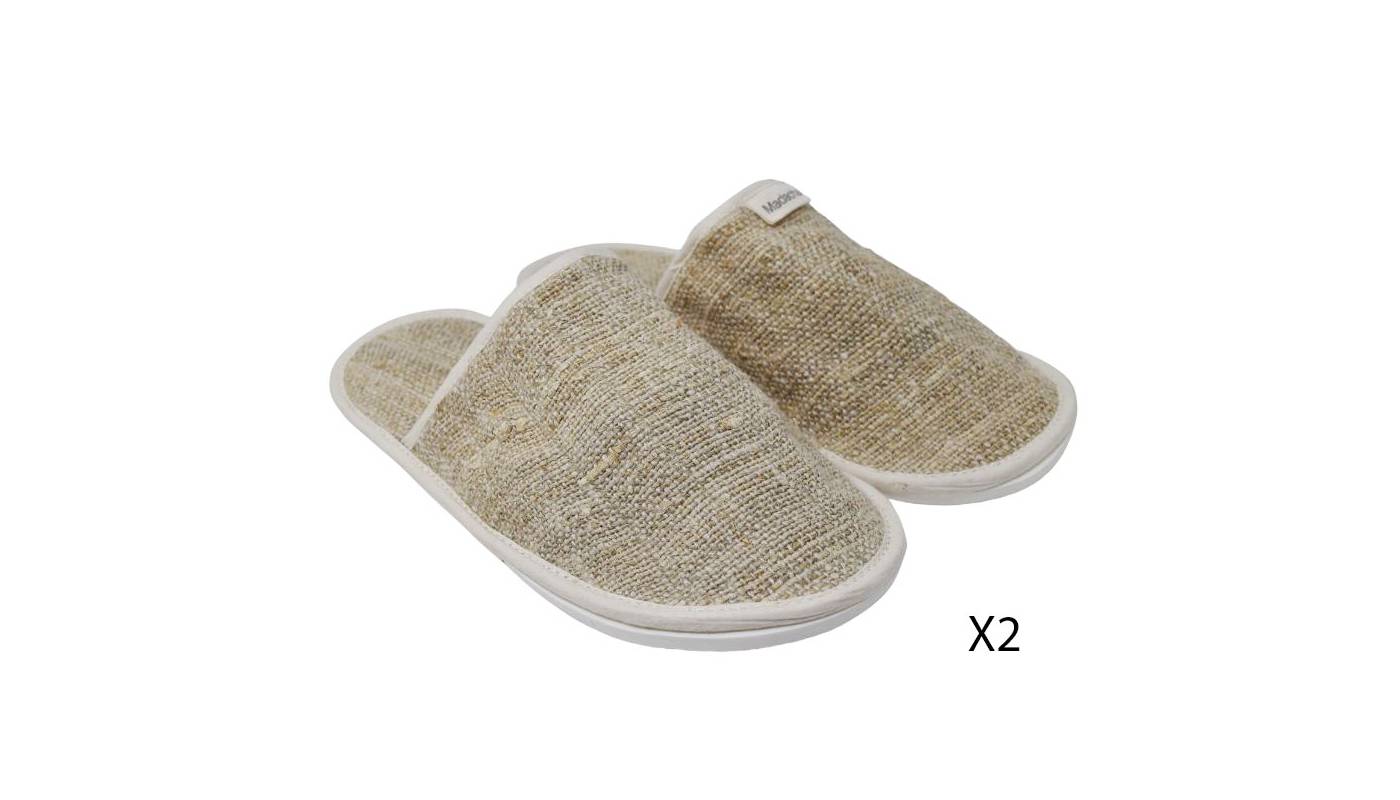 Lot de 2 paires - Chaussons en toile de chanvre