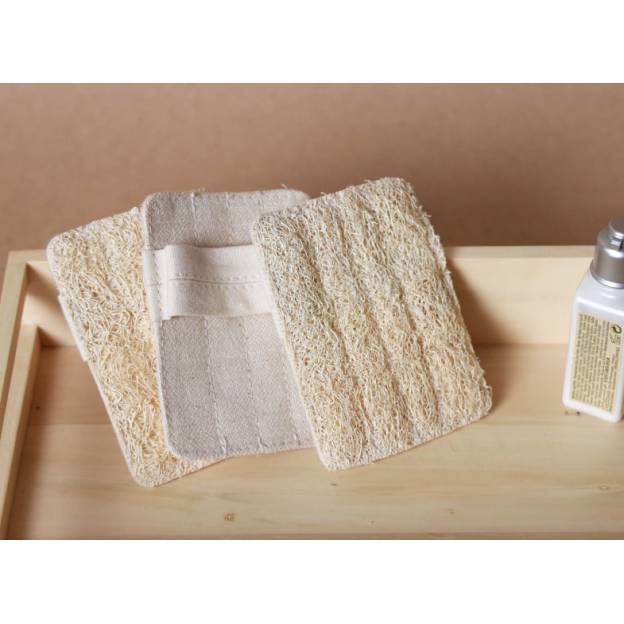 Eponge exfoliante en loofah et toile