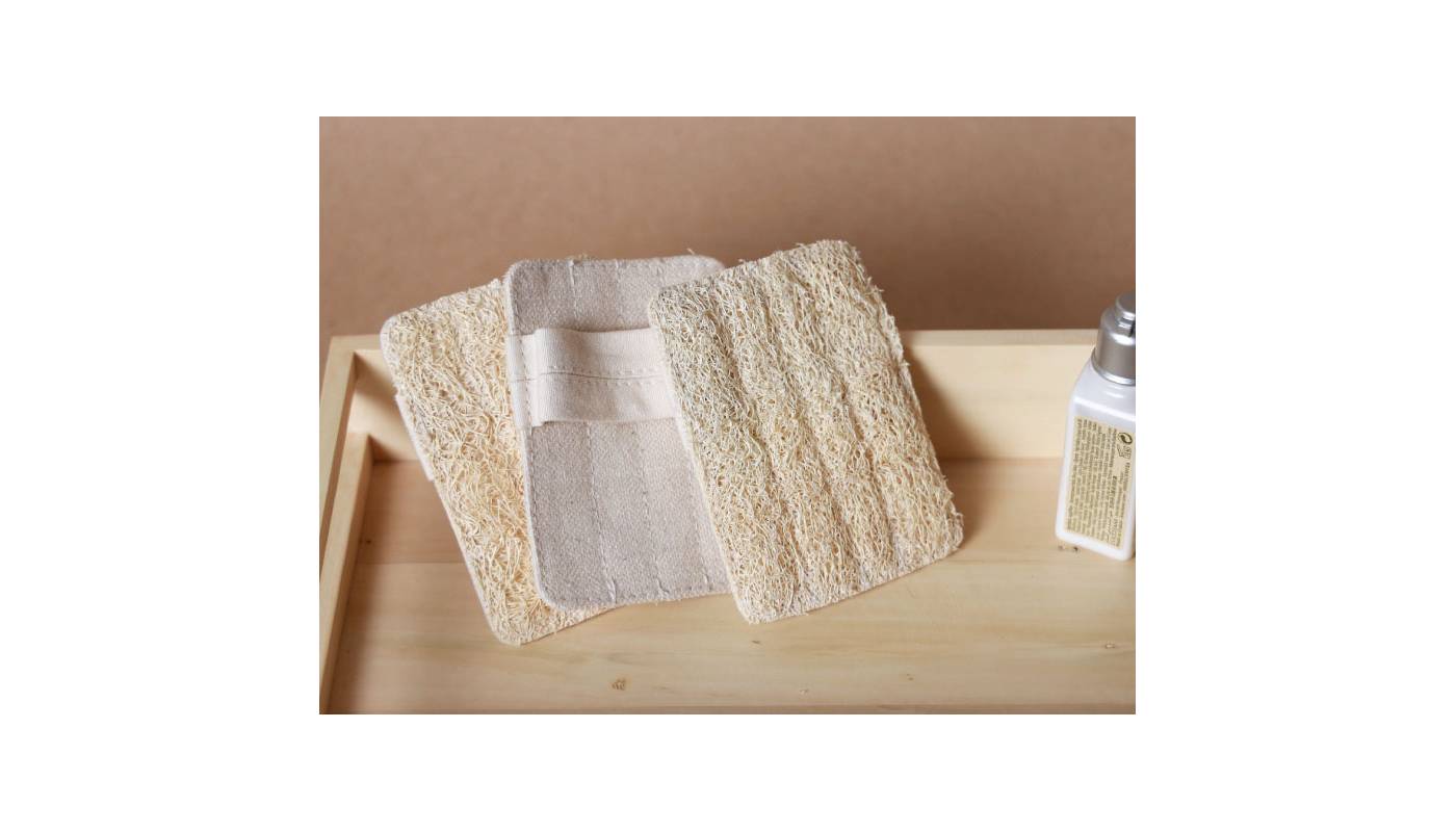 Eponge exfoliante en loofah et toile