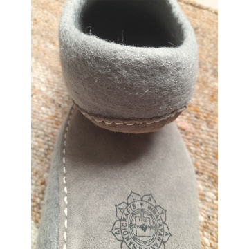 Felt Slippers - Leather sole - Grey - 42 EU